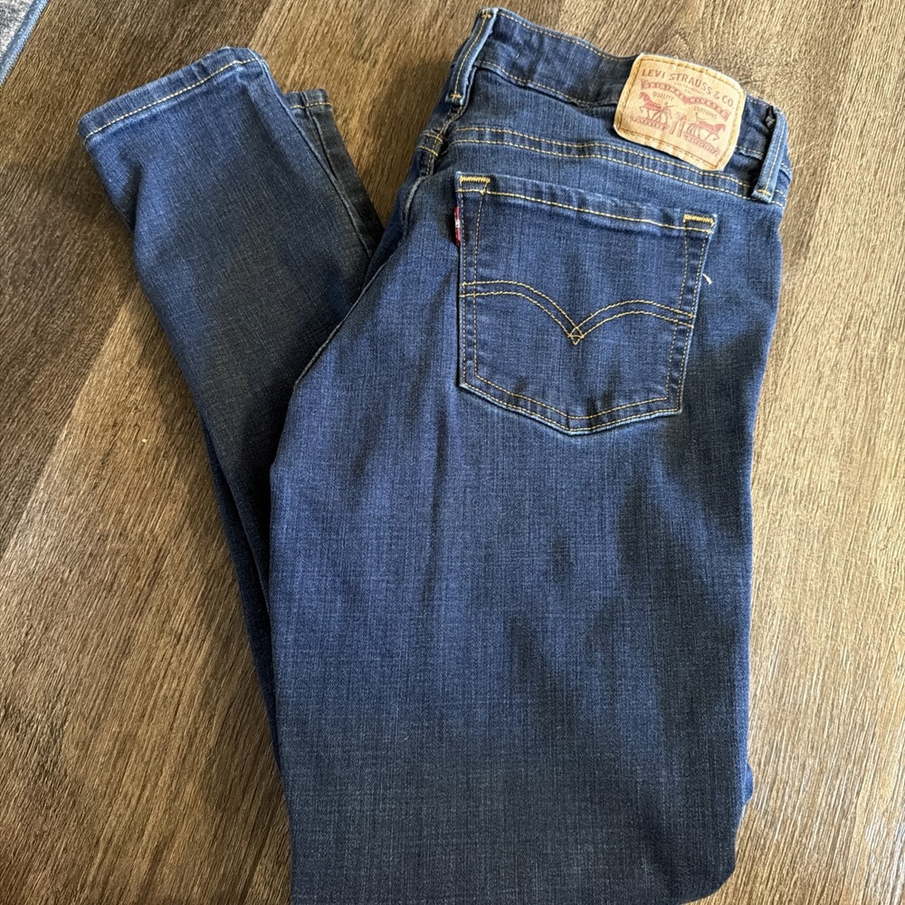 Levi's 711 Skinny Jeans Womens 28 Dark Wash Blue Mid Rise Slim Stretch Denim